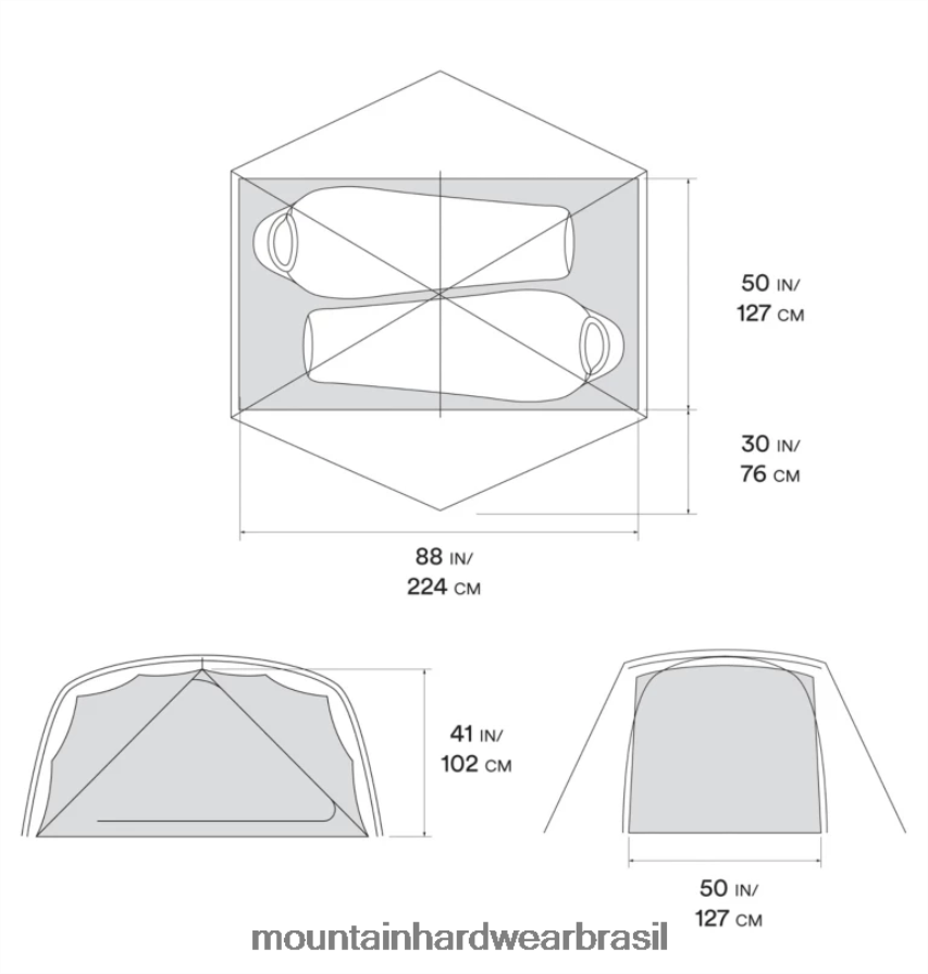 gelo cinza unissex Mountain Hardwear tenda aspecto 2 equipamento AD28F6613
