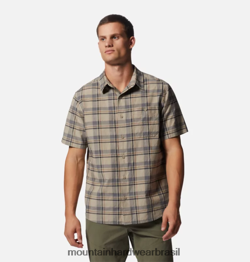 Xadrez de rede Badlands homens Mountain Hardwear camisa grande de manga curta em algodão topos AD28F6398