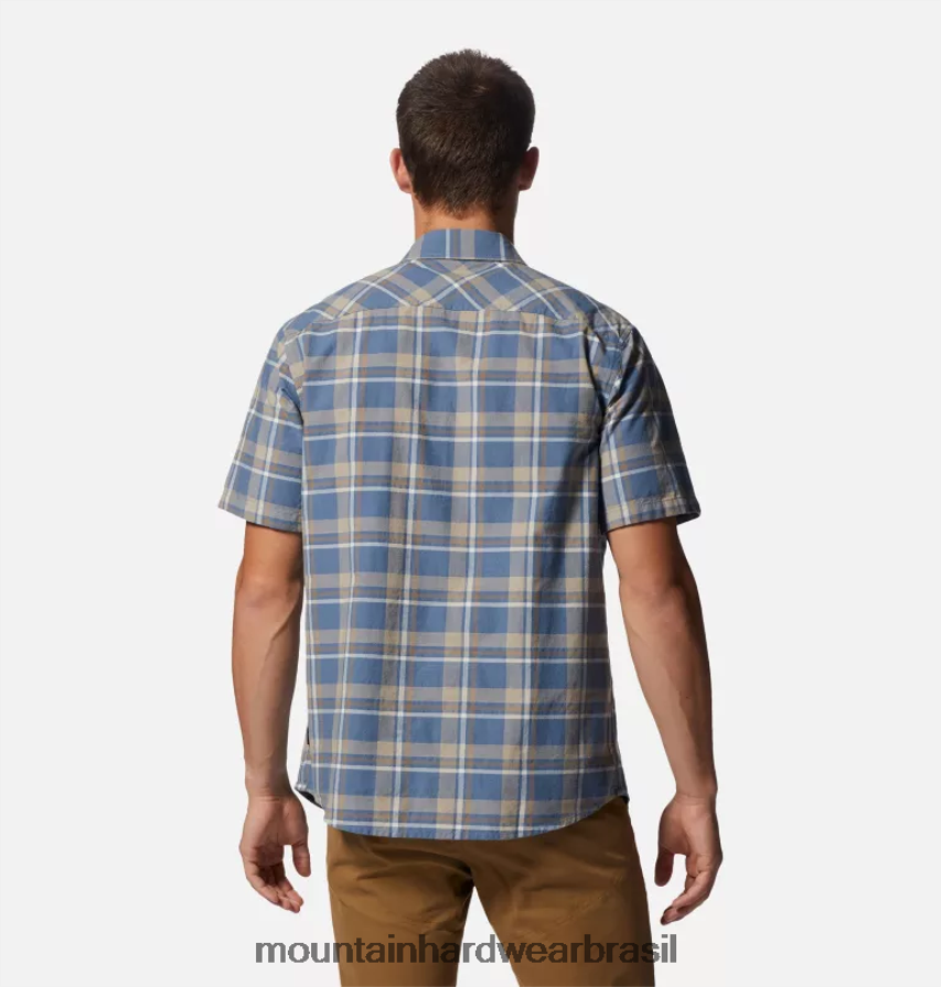 Xadrez de rede de zinco leve homens Mountain Hardwear camisa grande de manga curta em algodão topos AD28F6399