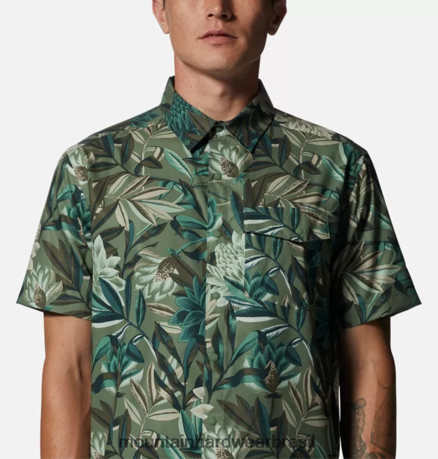 estampa de campo tropicali homens Mountain Hardwear camisa manga curta shade lite topos AD28F6335