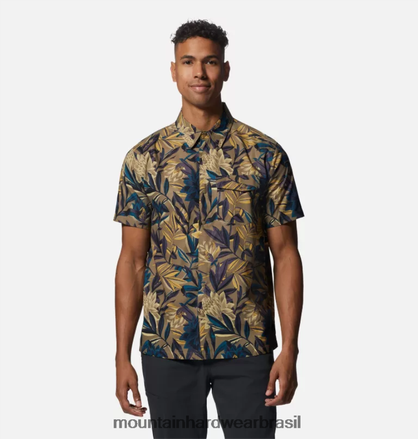 impressão de trilha poeira tropicali homens Mountain Hardwear camisa manga curta shade lite topos AD28F6334