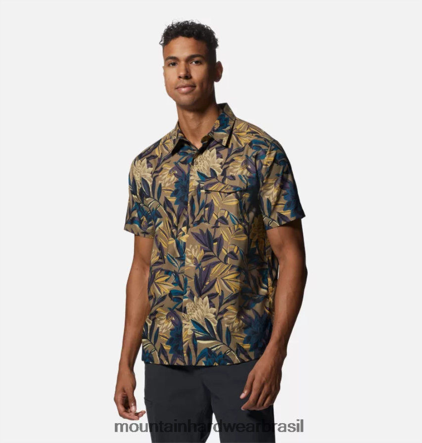 impressão de trilha poeira tropicali homens Mountain Hardwear camisa manga curta shade lite topos AD28F6334