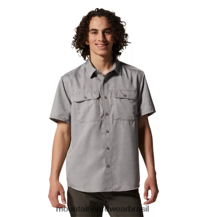 manta cinza homens Mountain Hardwear camisa canyon manga curta topos AD28F6327