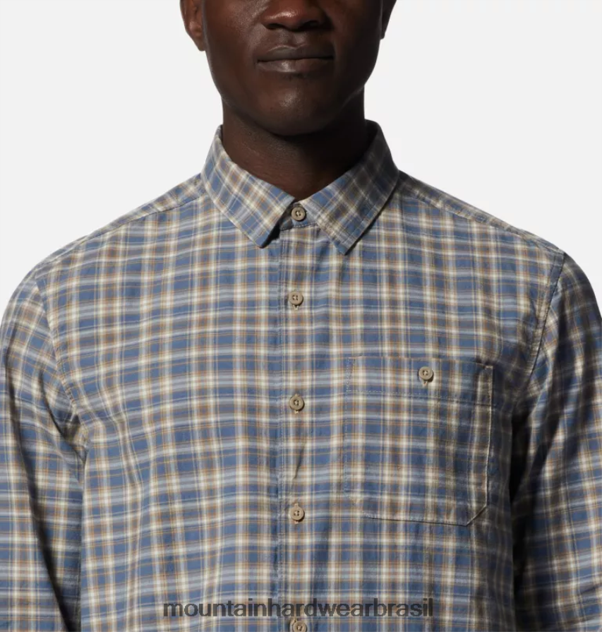 xadrez de dossel de badlands homens Mountain Hardwear camisa grande de manga comprida em algodão topos AD28F6394
