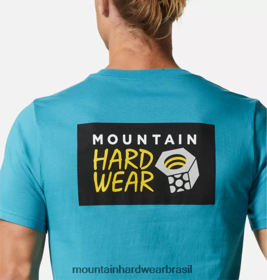 azul teton homens Mountain Hardwear logotipo mhw em uma caixa de manga curta topos AD28F6348
