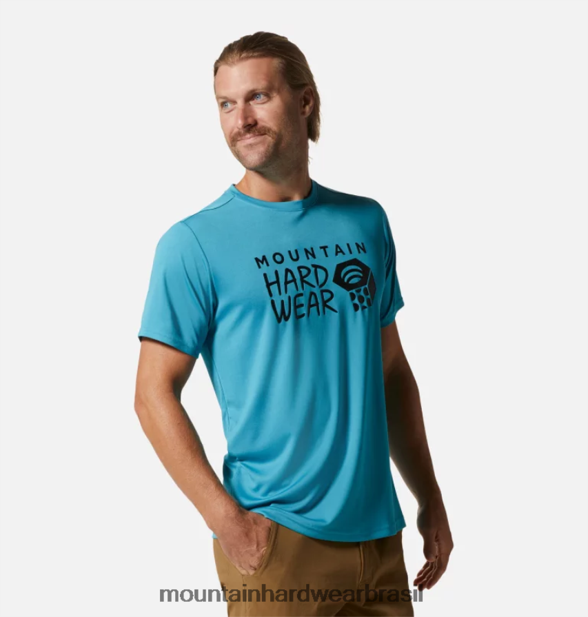 azul teton homens Mountain Hardwear manga curta tecnologia perversa topos AD28F6222