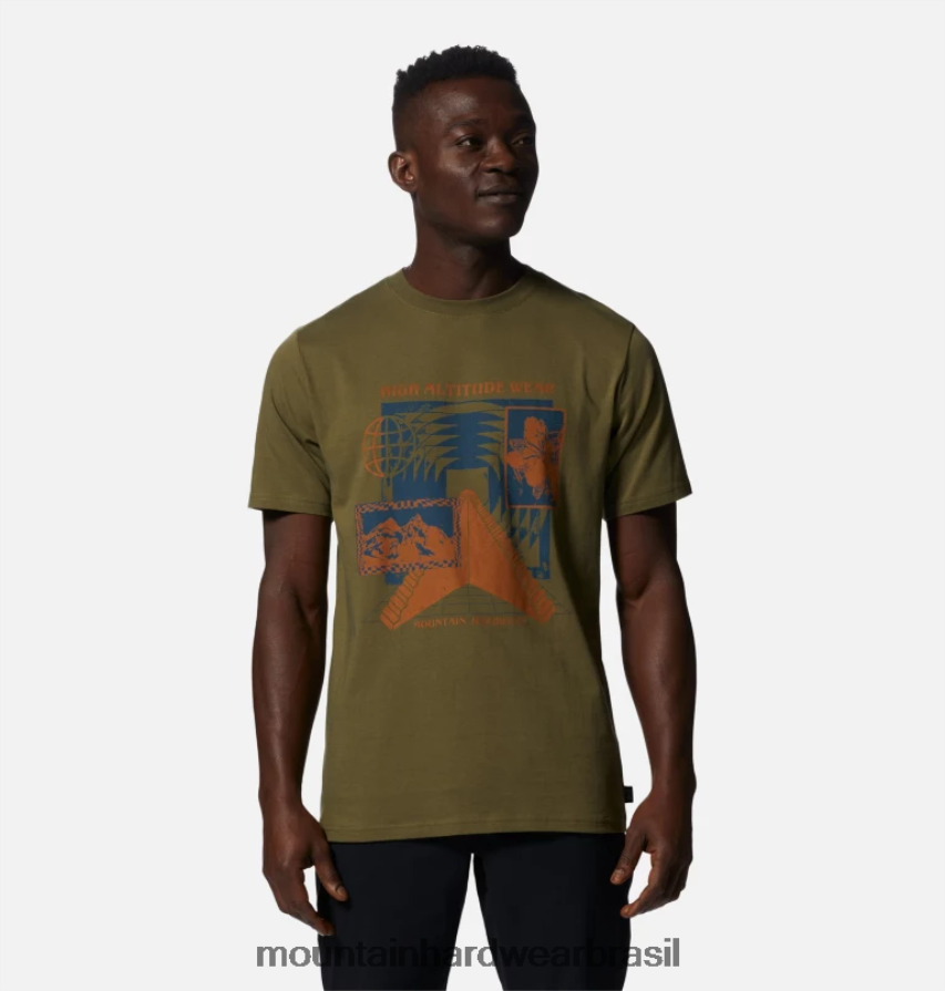 combate verde homens Mountain Hardwear escadas de altitude manga curta topos AD28F6418
