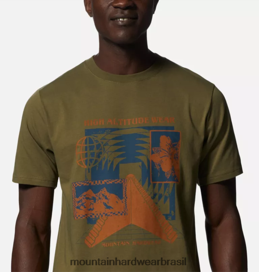 combate verde homens Mountain Hardwear escadas de altitude manga curta topos AD28F6418