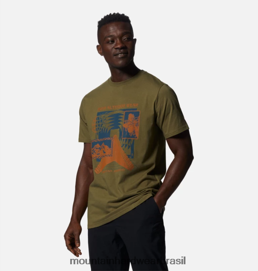 combate verde homens Mountain Hardwear escadas de altitude manga curta topos AD28F6418