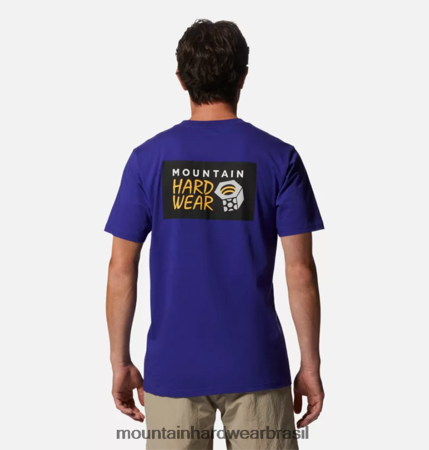 pequeno azul homens Mountain Hardwear logotipo mhw em uma caixa de manga curta topos AD28F6344