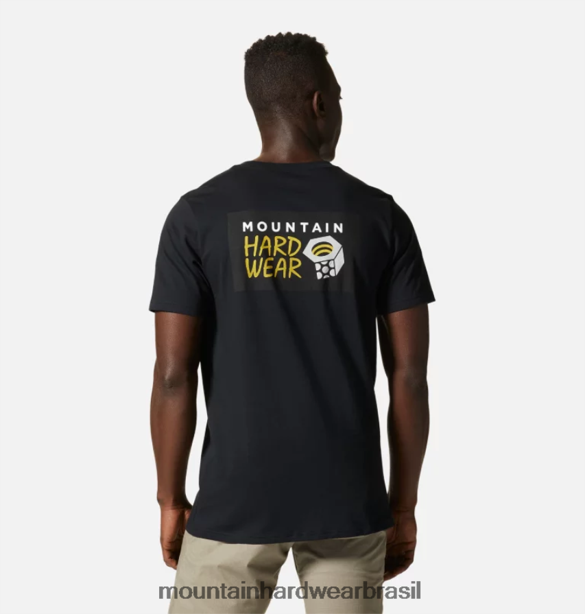 preto homens Mountain Hardwear logotipo mhw em uma caixa de manga curta topos AD28F6345