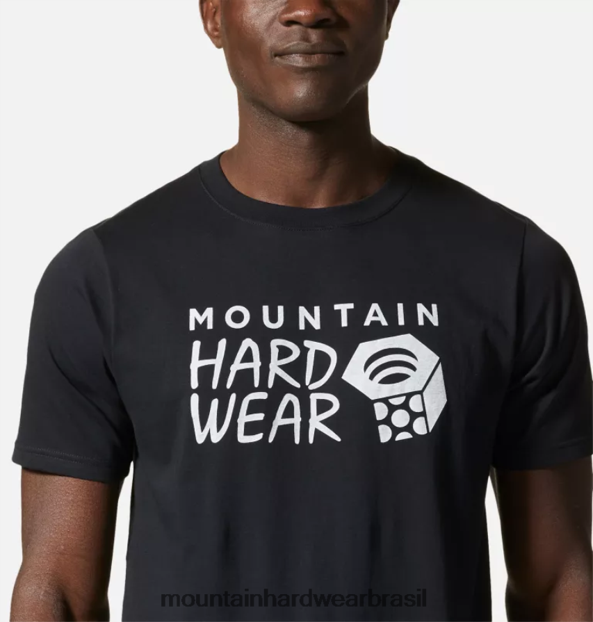 preto homens Mountain Hardwear manga curta com logotipo mhw topos AD28F6462