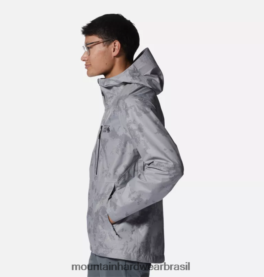 impressão glacial homens Mountain Hardwear jaqueta ozônica elástica topos AD28F6248