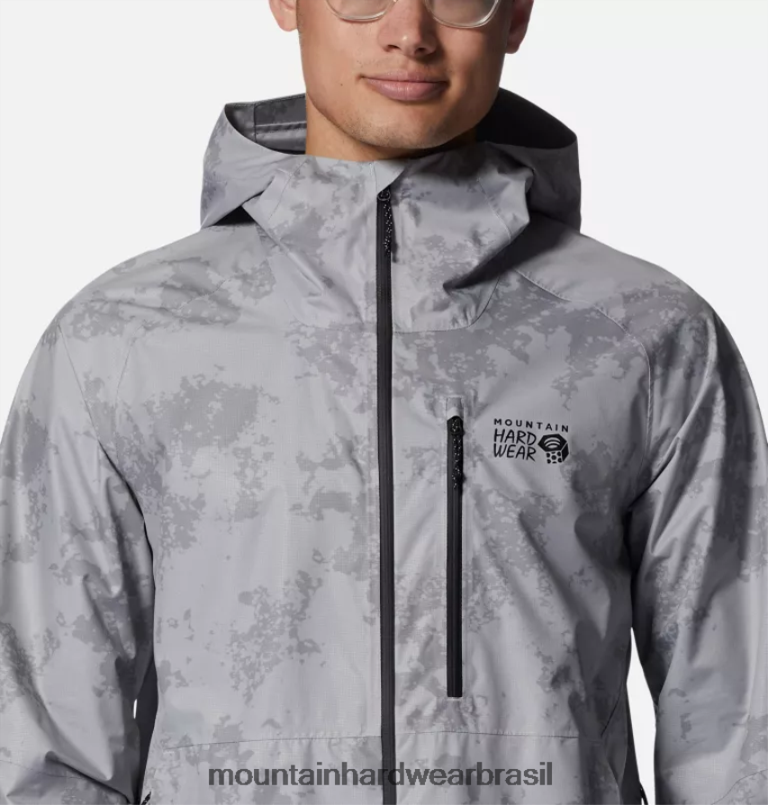 impressão glacial homens Mountain Hardwear jaqueta ozônica elástica topos AD28F6248