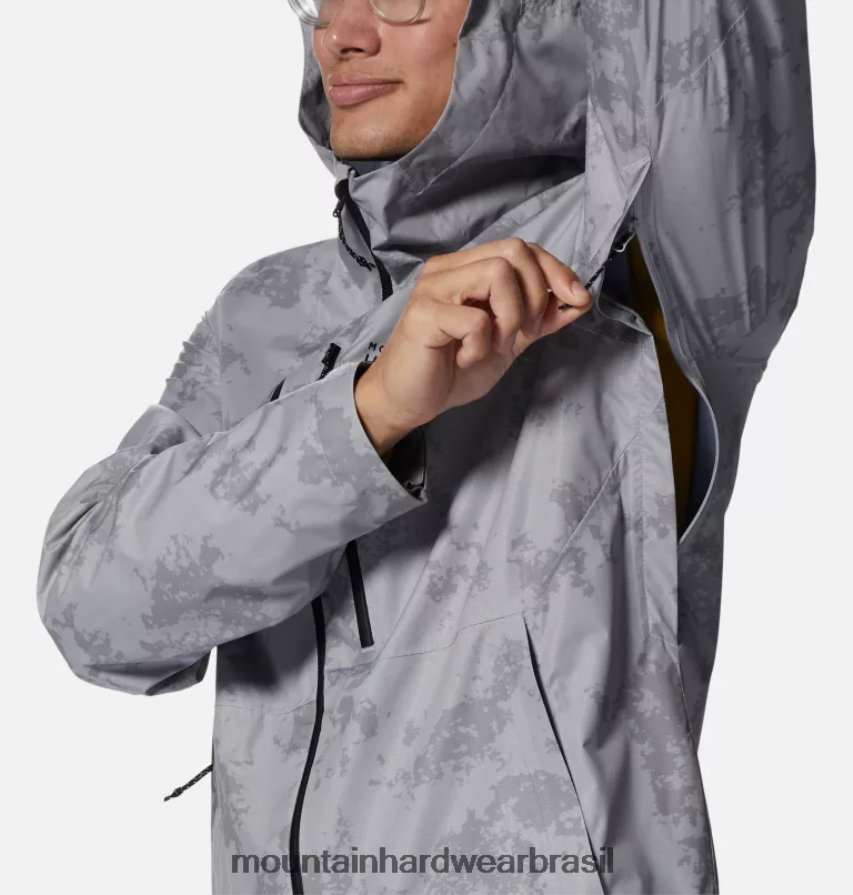 impressão glacial homens Mountain Hardwear jaqueta ozônica elástica topos AD28F6248