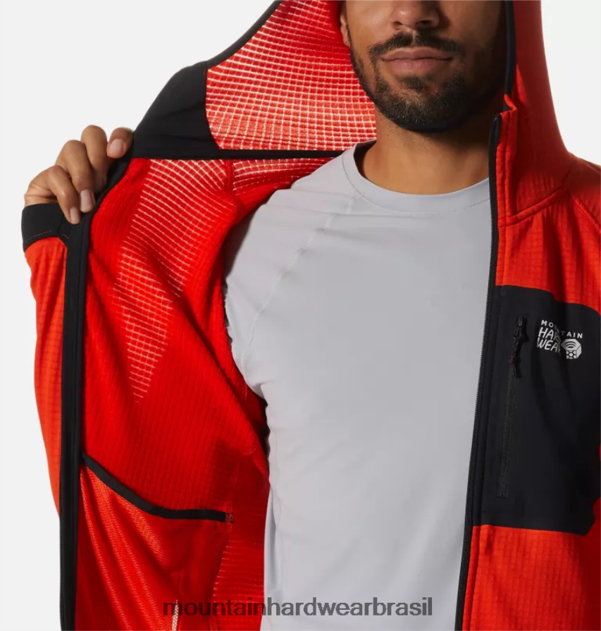 estado laranja homens Mountain Hardwear moletom polartec power grid com zíper completo topos AD28F6263