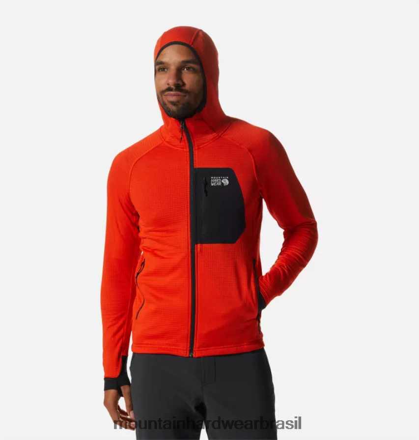 estado laranja homens Mountain Hardwear moletom polartec power grid com zíper completo topos AD28F6263