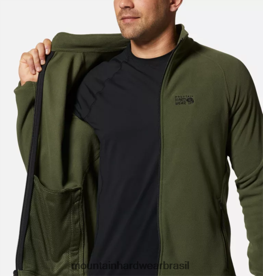 excedente verde homens Mountain Hardwear micropolar polartec com zíper completo topos AD28F6444