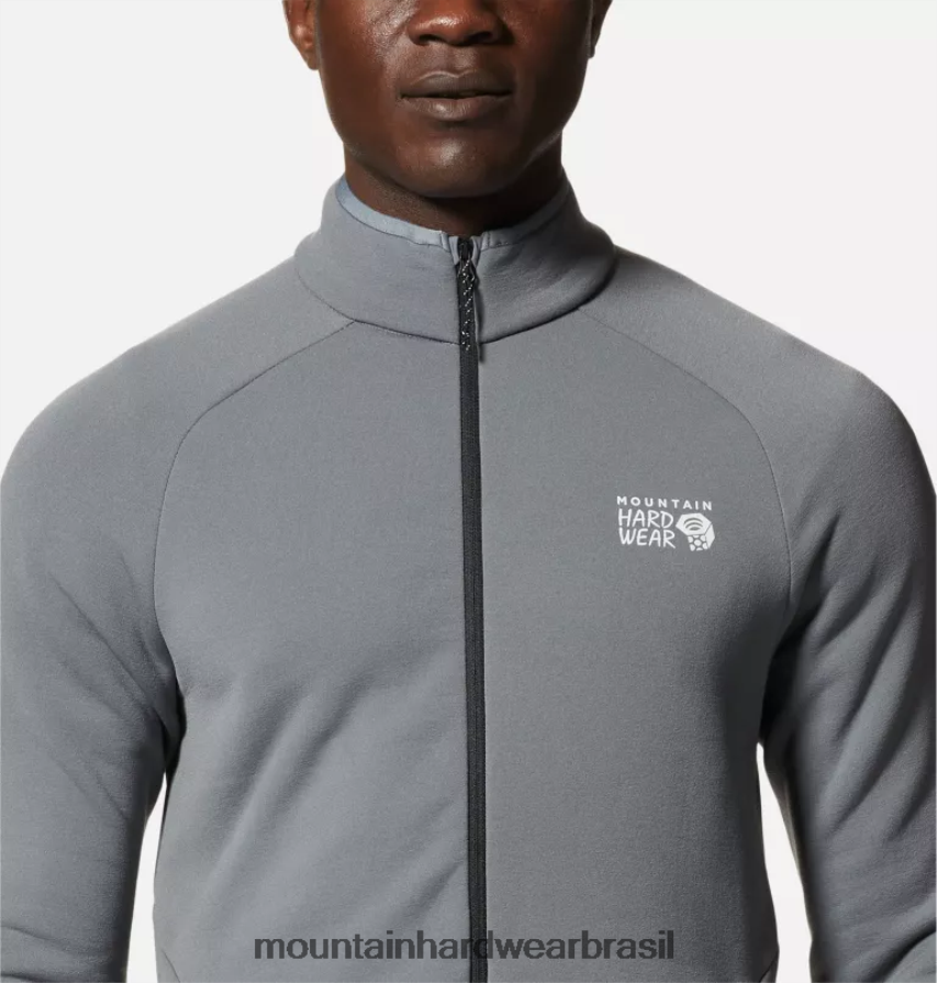 folha cinza homens Mountain Hardwear jaqueta polartec power stretch pro topos AD28F6272
