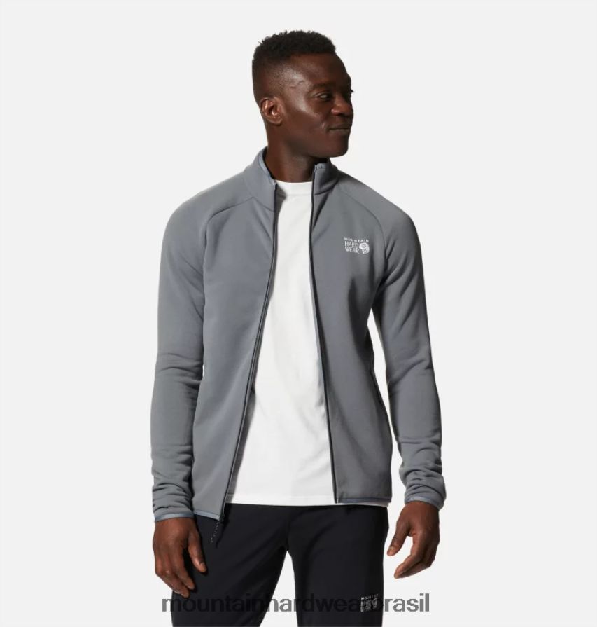 folha cinza homens Mountain Hardwear jaqueta polartec power stretch pro topos AD28F6272