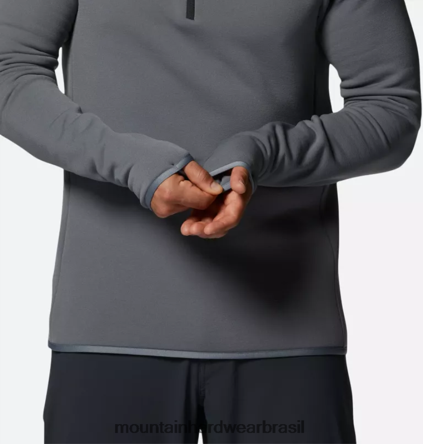 folha cinza homens Mountain Hardwear polartec power stretch pro 1/4 zip topos AD28F6275