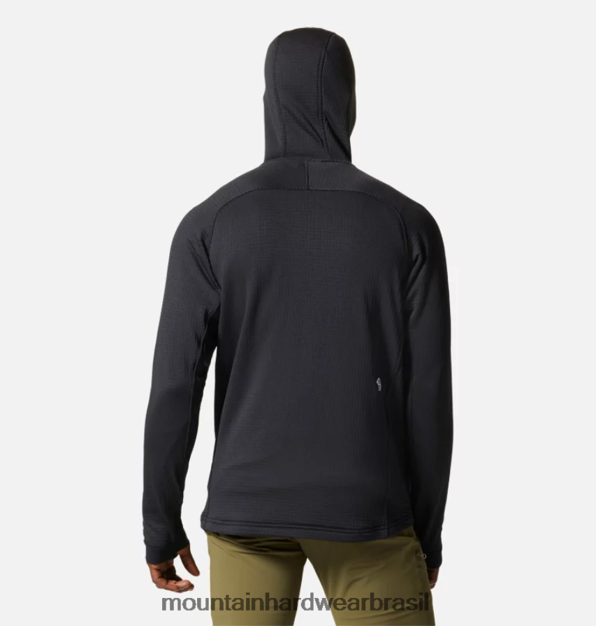preto homens Mountain Hardwear moletom polartec power grid com zíper completo topos AD28F6265
