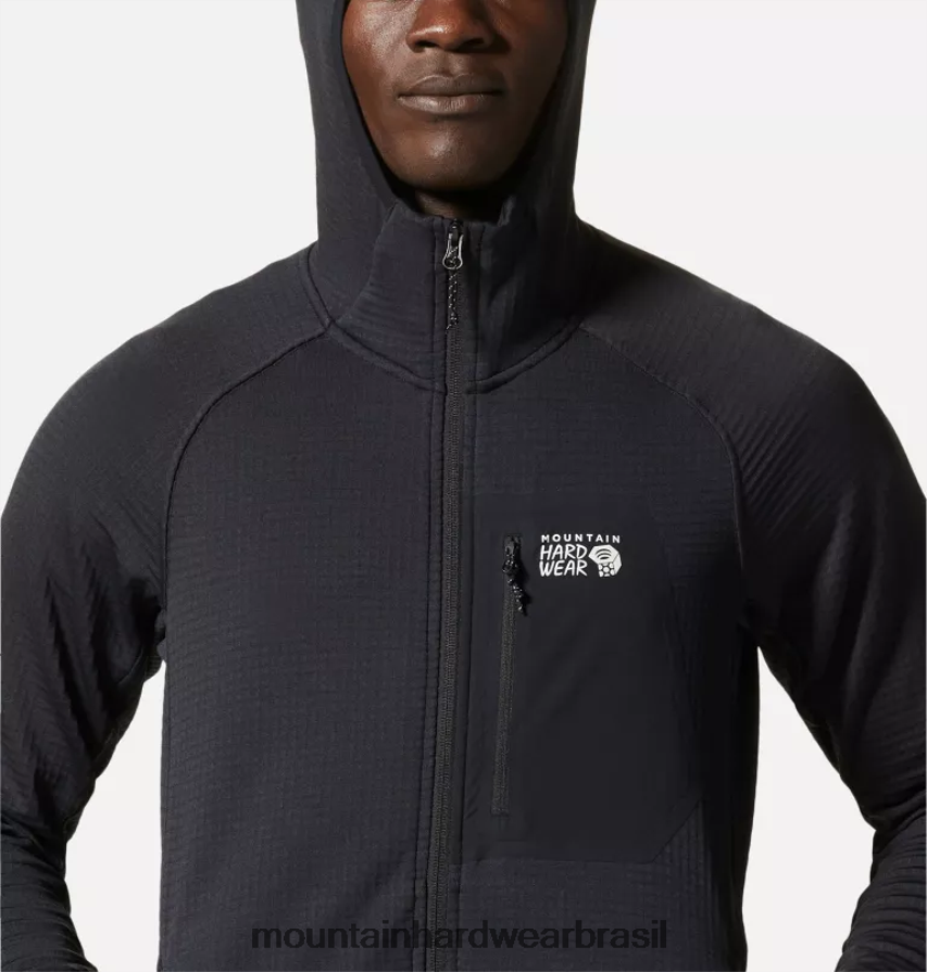 preto homens Mountain Hardwear moletom polartec power grid com zíper completo topos AD28F6265