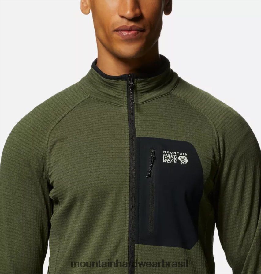 urze verde excedente homens Mountain Hardwear jaqueta polartec power grid meio zíper topos AD28F6270