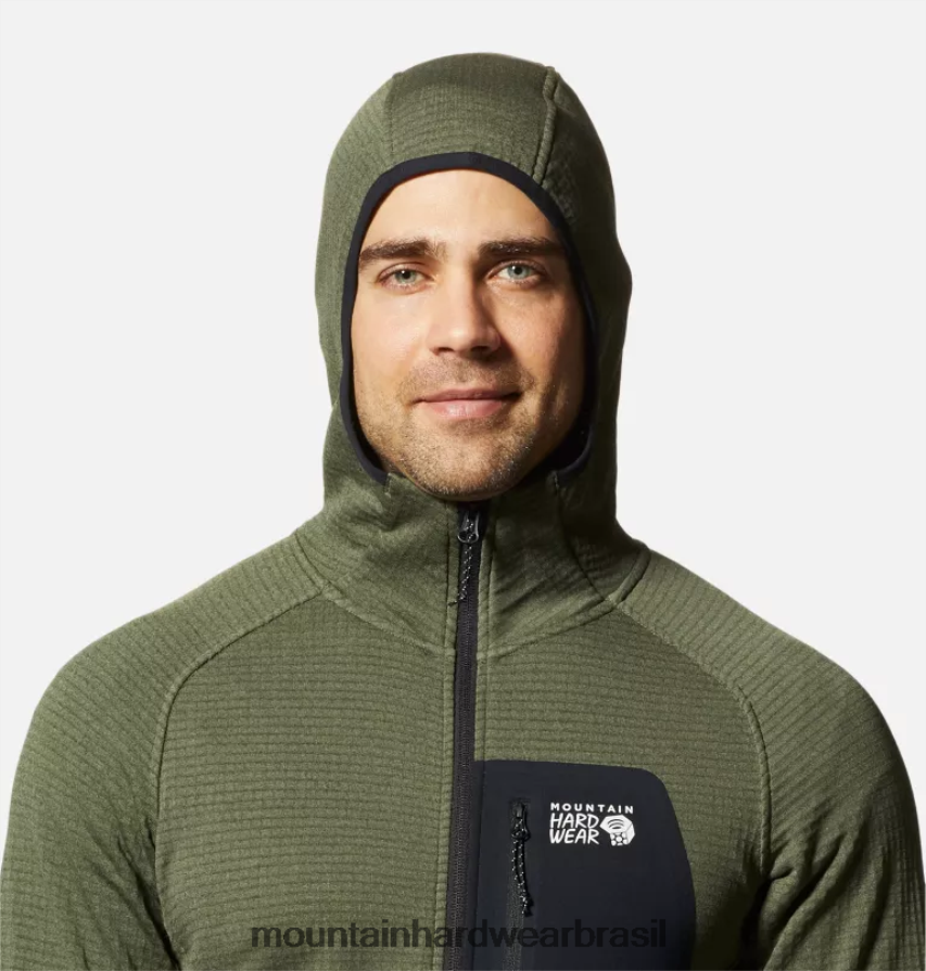 urze verde excedente homens Mountain Hardwear moletom polartec power grid com zíper completo topos AD28F6266