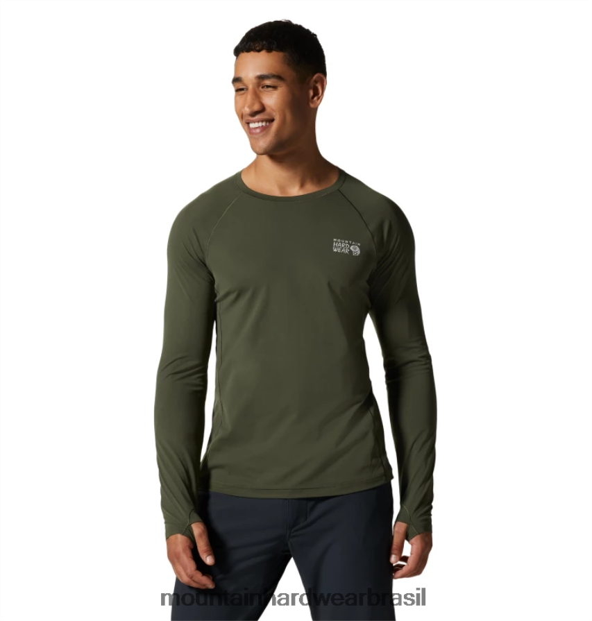 excedente verde homens Mountain Hardwear esticar manga longa topos AD28F6198