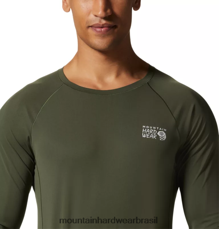 excedente verde homens Mountain Hardwear esticar manga longa topos AD28F6198