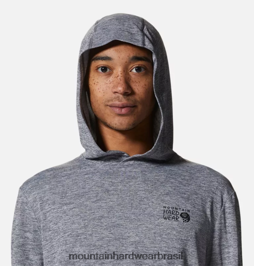 folha de urze cinza homens Mountain Hardwear protetor solar com capuz topos AD28F6202