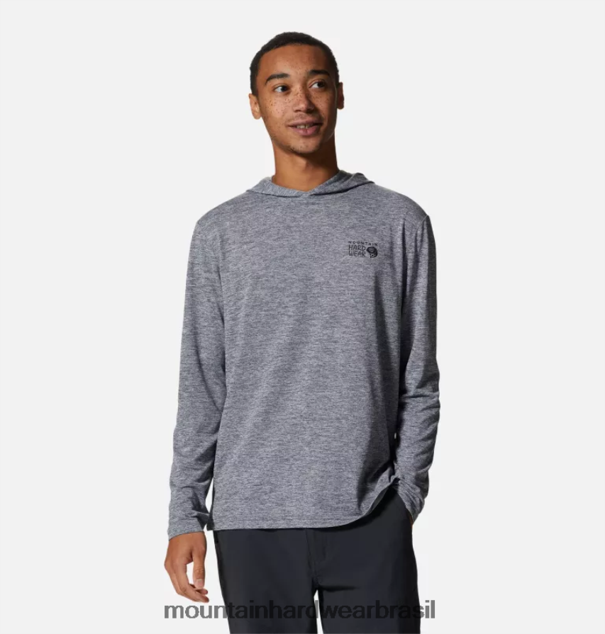 folha de urze cinza homens Mountain Hardwear protetor solar com capuz topos AD28F6202