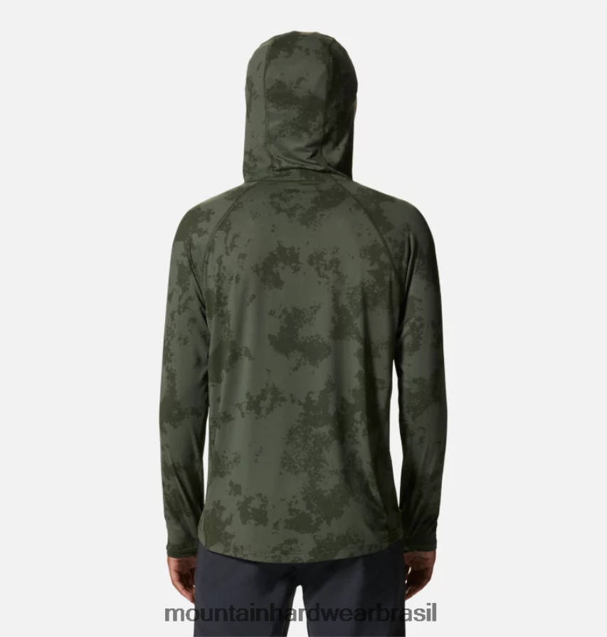 impressão de tinta dispersa verde excedente homens Mountain Hardwear moletom com capuz lago crater topos AD28F656