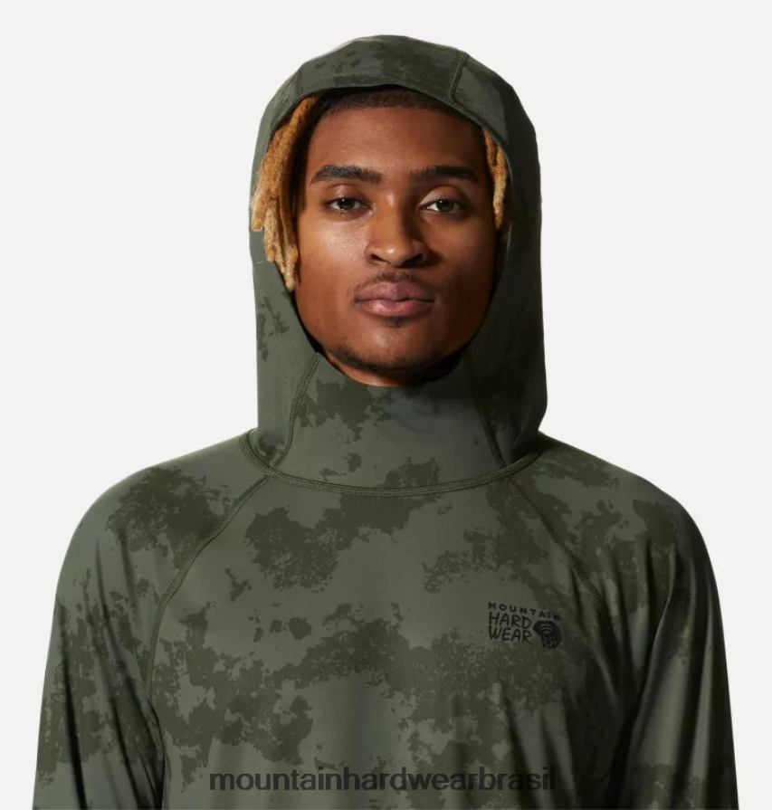 impressão de tinta dispersa verde excedente homens Mountain Hardwear moletom com capuz lago crater topos AD28F656