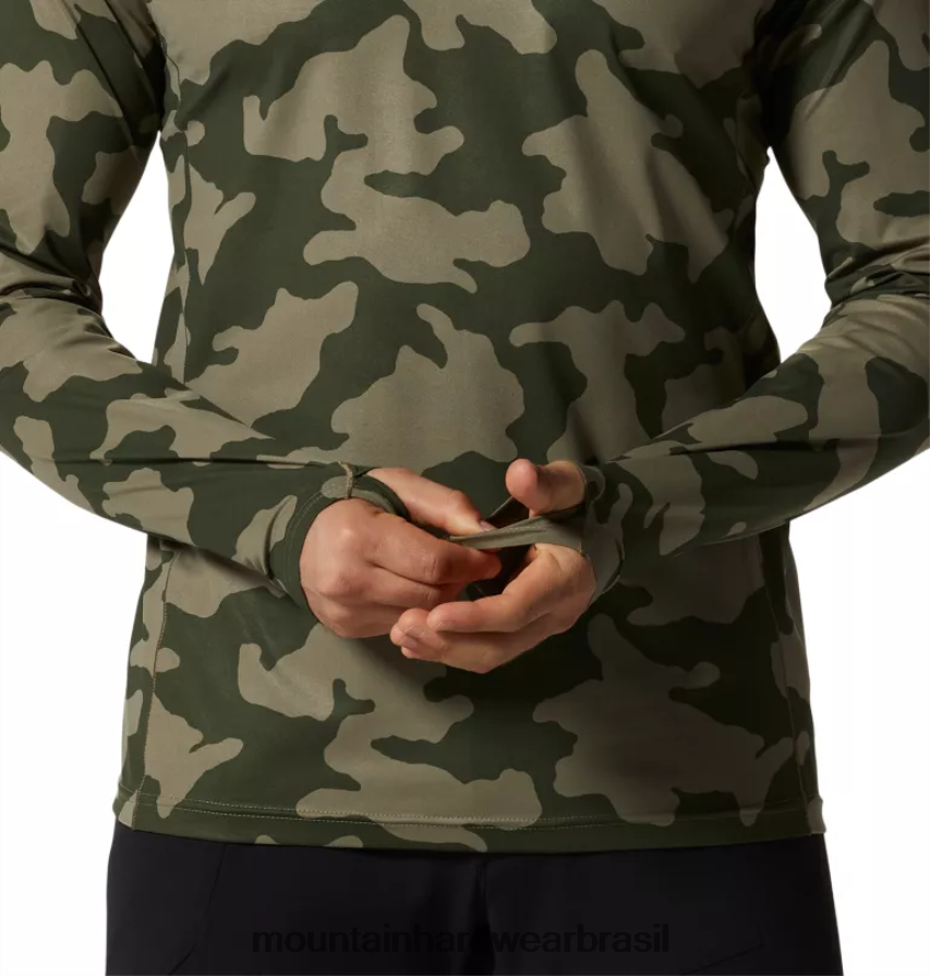 pedra verde terras camufladas homens Mountain Hardwear estiramento com capuz topos AD28F6189