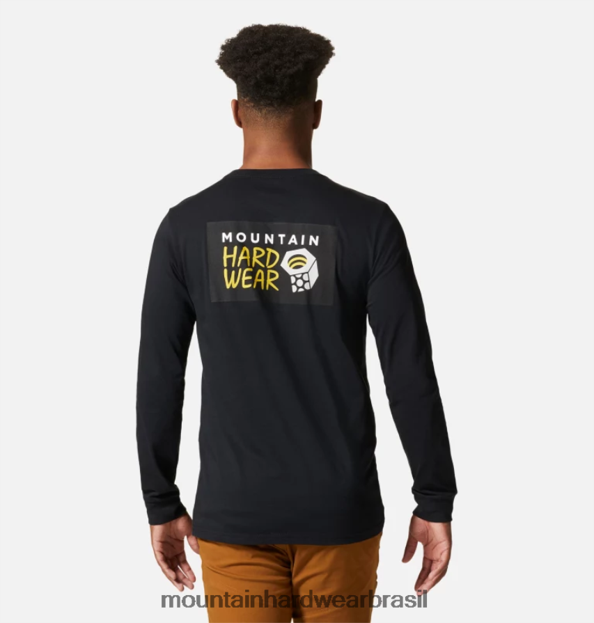 preto homens Mountain Hardwear logotipo mhw em uma caixa de manga comprida topos AD28F6341
