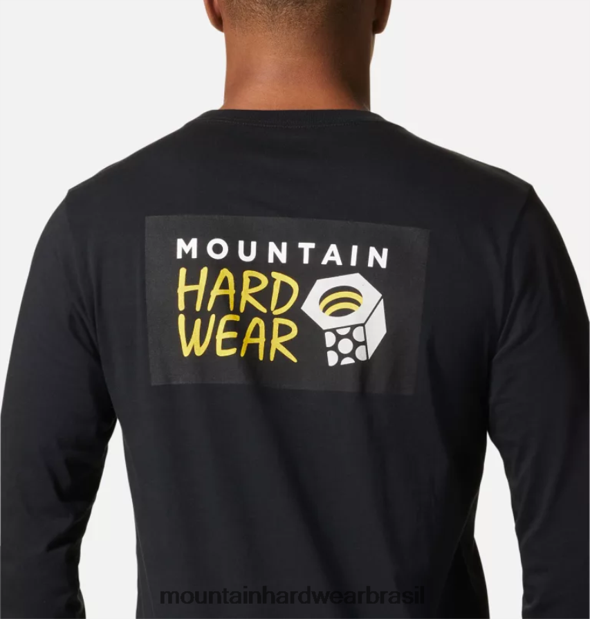 preto homens Mountain Hardwear logotipo mhw em uma caixa de manga comprida topos AD28F6341
