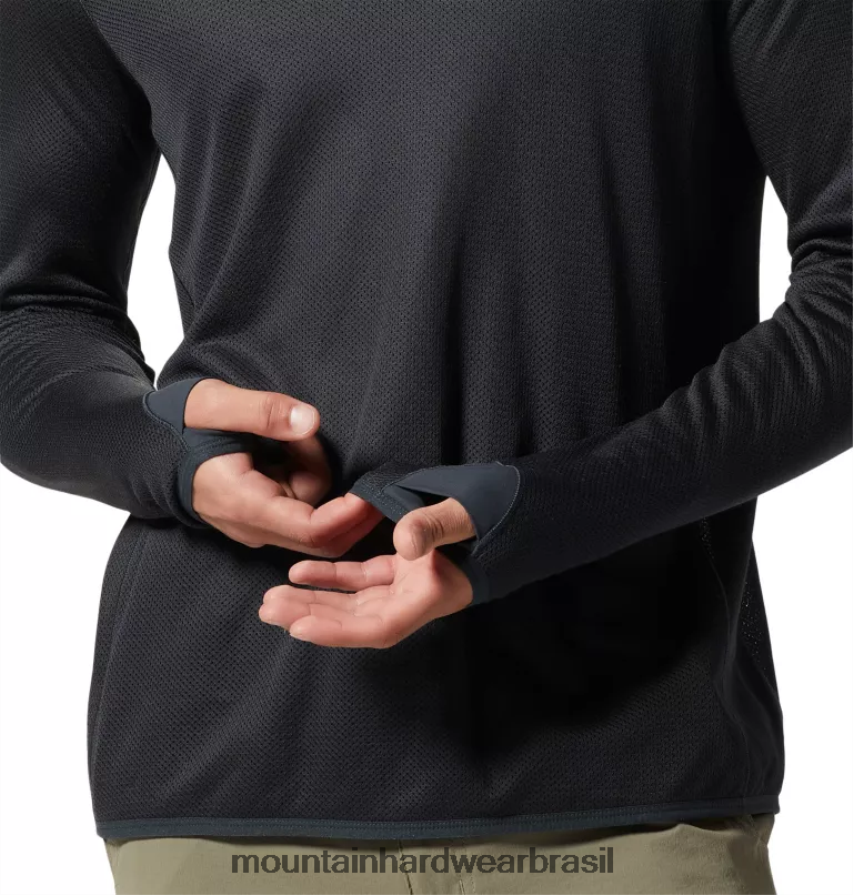 tempestade negra homens Mountain Hardwear tripulação de manga longa airmesh topos AD28F6215