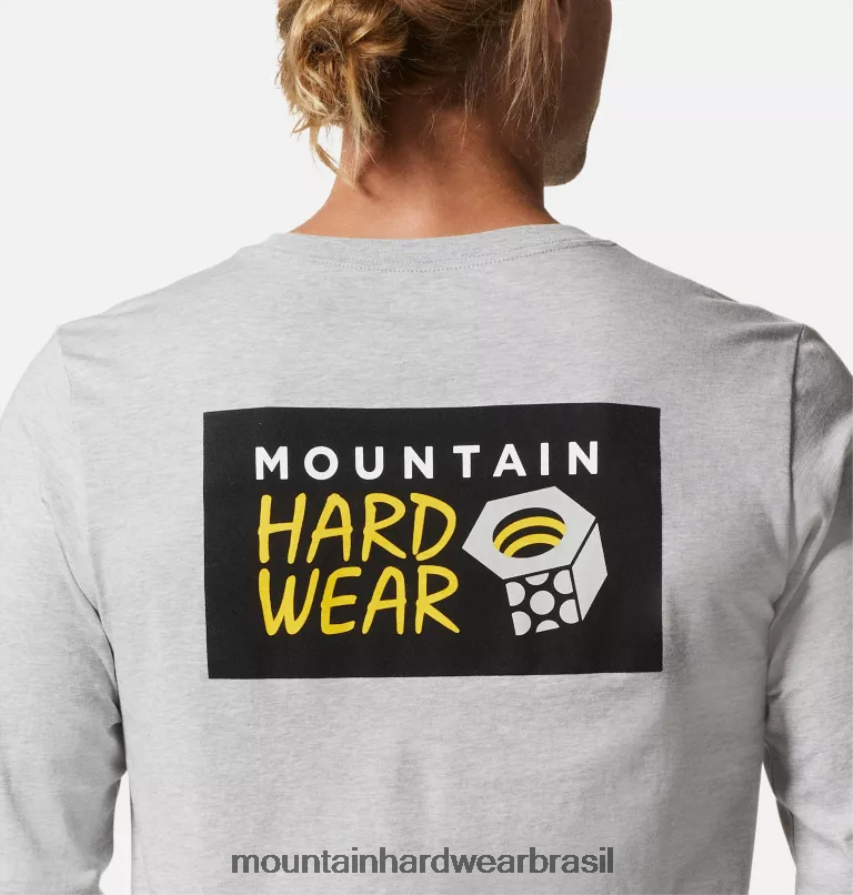 urze cinza homens Mountain Hardwear logotipo mhw em uma caixa de manga comprida topos AD28F6340