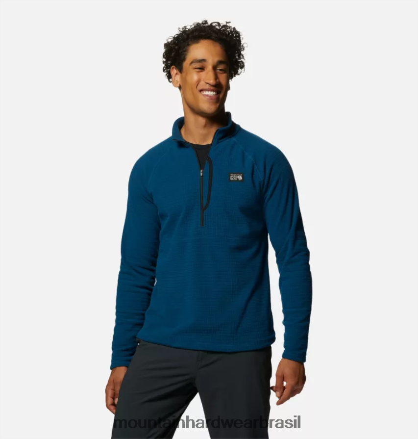 Cáspio escuro homens Mountain Hardwear grade de cume meio zip topos AD28F6237