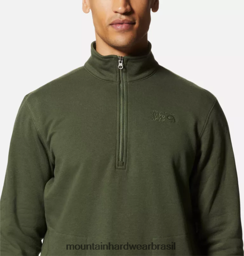 excedente verde homens Mountain Hardwear logotipo mhw zíper 1/4 topos AD28F6142