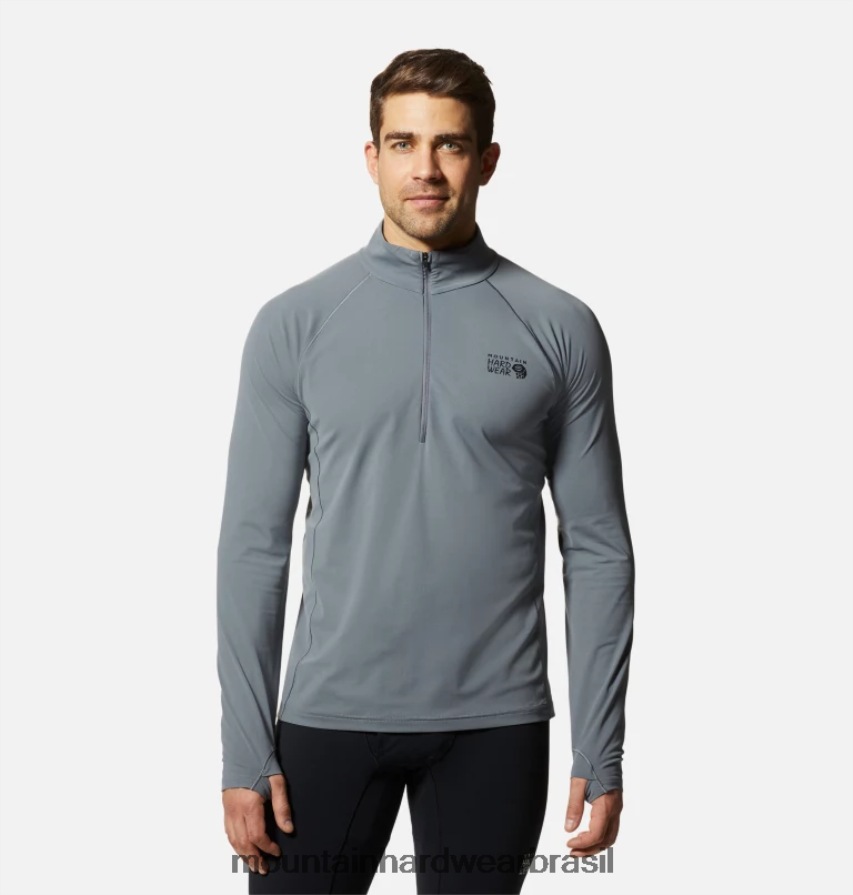 folha cinza homens Mountain Hardwear esticar 1/2 zíper topos AD28F6192 folha cinza homens Mountain Hardwear esticar 1/2 zíper topos AD28F6192