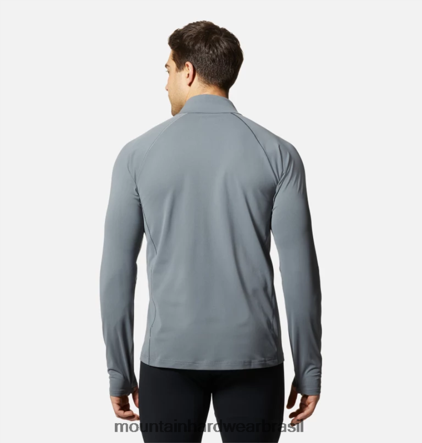 folha cinza homens Mountain Hardwear esticar 1/2 zíper topos AD28F6192