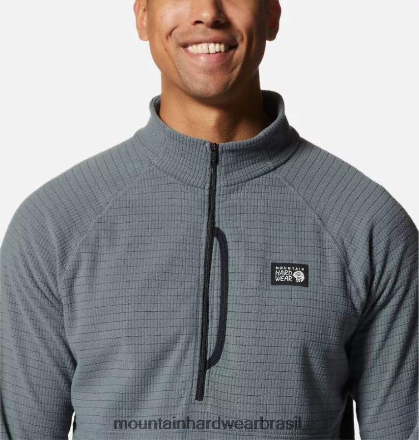 folha cinza homens Mountain Hardwear grade de cume meio zip topos AD28F6239