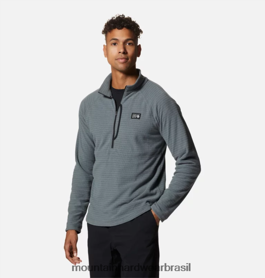 folha cinza homens Mountain Hardwear grade de cume meio zip topos AD28F6239