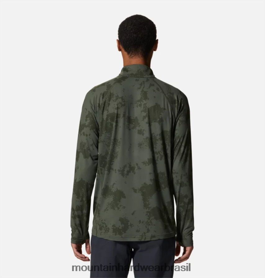 impressão de tinta dispersa verde excedente homens Mountain Hardwear lago da cratera 1/2 zip topos AD28F663