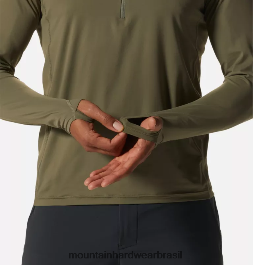 pedra verde homens Mountain Hardwear lago da cratera 1/2 zip topos AD28F662