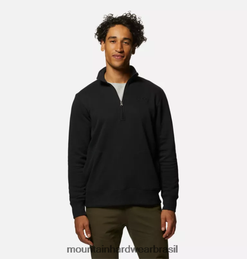 preto homens Mountain Hardwear logotipo mhw zíper 1/4 topos AD28F6143