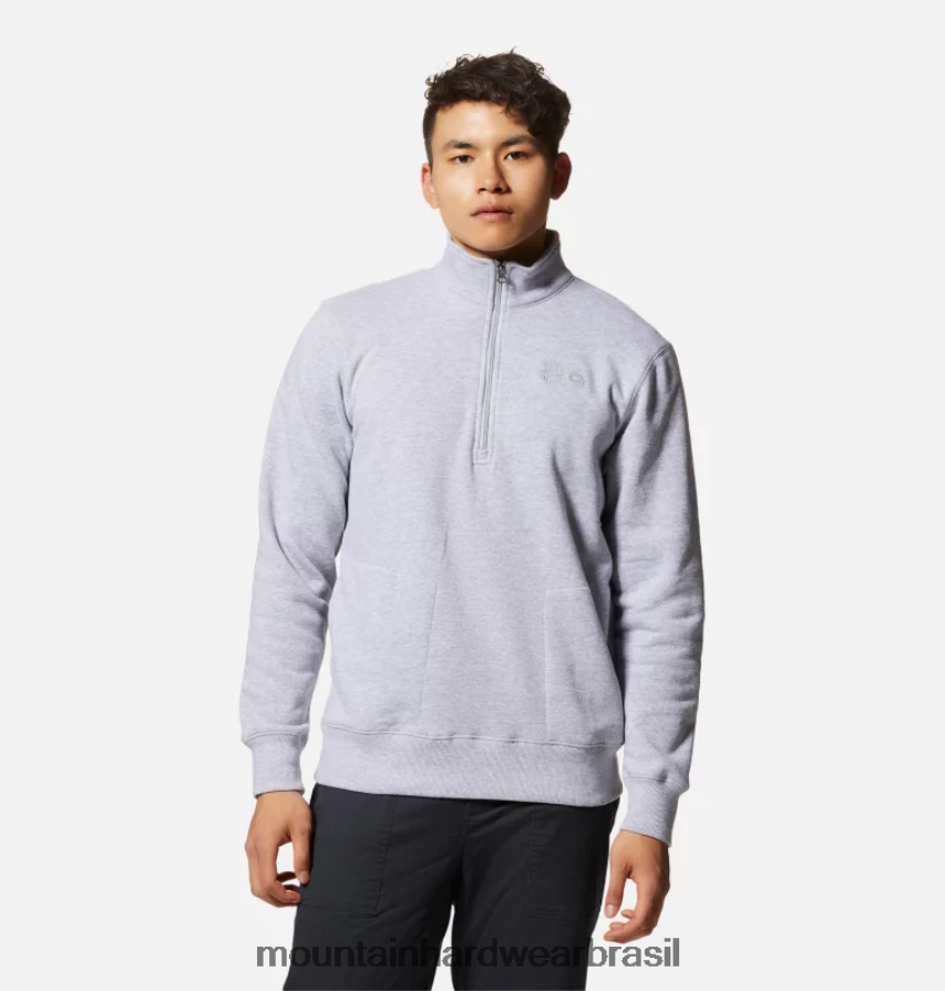 urze cinza homens Mountain Hardwear logotipo mhw zíper 1/4 topos AD28F6144